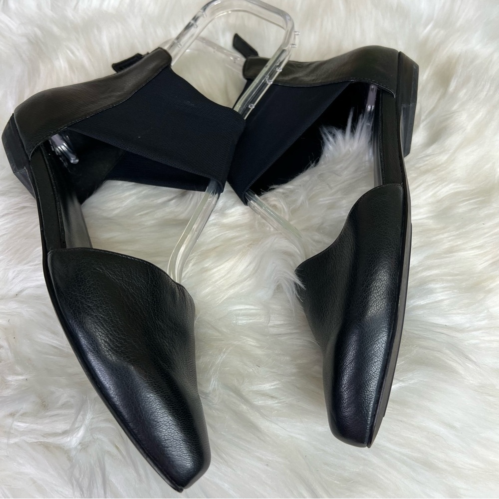 EILEEN FISHER Black Leather Pointed Toe Flats with Elasticized Ankle Strap, 8.5 - Picture 10 of 10
